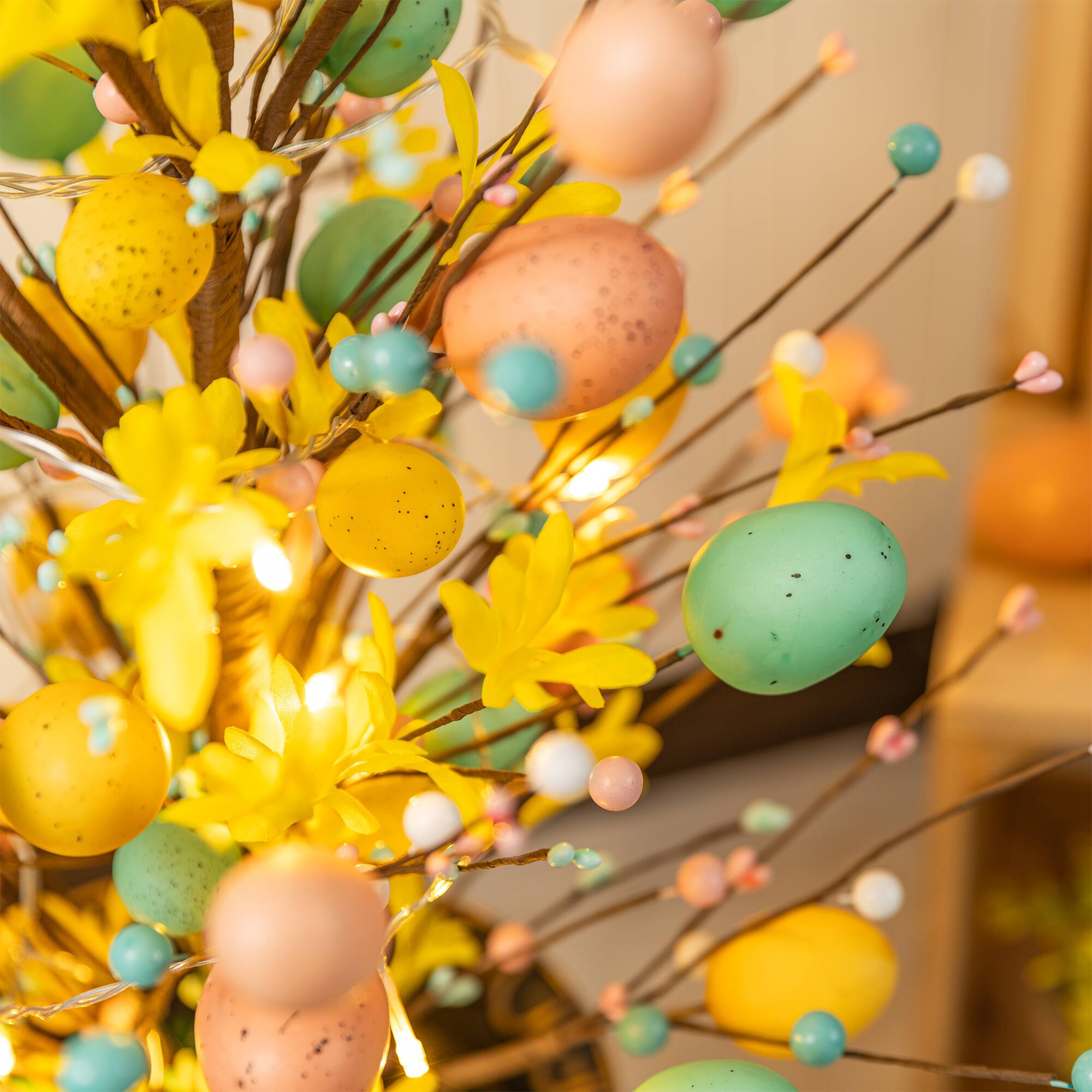 Glitzhome® 36" Lighted Easter Egg & Flower Urn Porch Tree with Timer